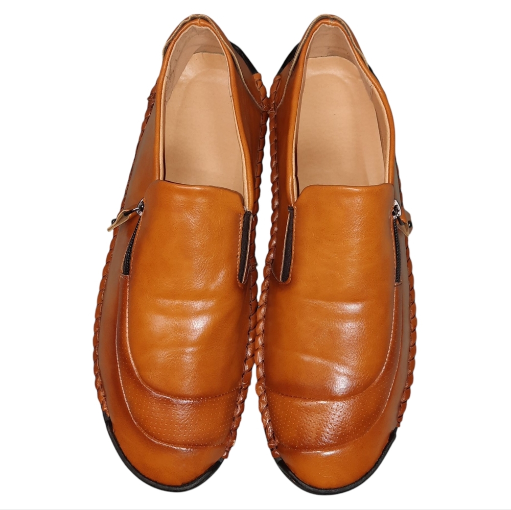 Men's 100% Caoutchouc Brown Zip Slip-on Driving Loafers SZ EU/47 US/14 - Picture 3 of 14